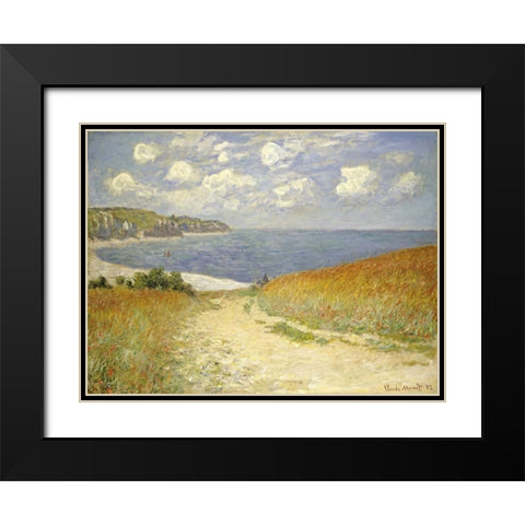 Path through the Wheat Fields at Pourville, 1882 Black Modern Wood Framed Art Print with Double Matting by Monet, Claude