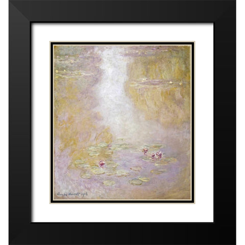 Water Lilies, Giverny Black Modern Wood Framed Art Print with Double Matting by Monet, Claude