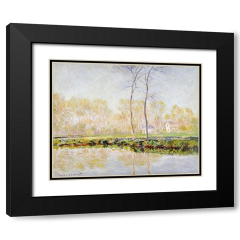 The Banks of the River Epte at Giverny Black Modern Wood Framed Art Print with Double Matting by Monet, Claude