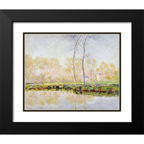 The Banks of the River Epte at Giverny Black Modern Wood Framed Art Print with Double Matting by Monet, Claude