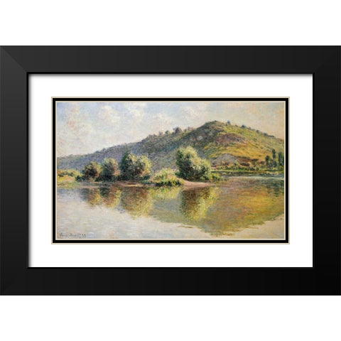 The Seine at Port-Villez Black Modern Wood Framed Art Print with Double Matting by Monet, Claude