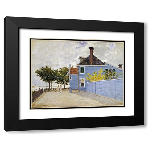 The Blue House, Zaandam Black Modern Wood Framed Art Print with Double Matting by Monet, Claude
