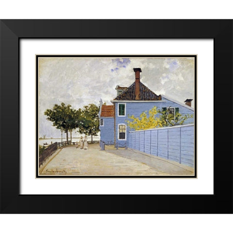 The Blue House, Zaandam Black Modern Wood Framed Art Print with Double Matting by Monet, Claude