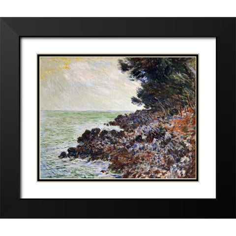 Cap Martin Black Modern Wood Framed Art Print with Double Matting by Monet, Claude