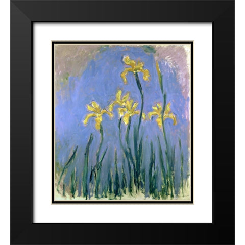Yellow Irises Black Modern Wood Framed Art Print with Double Matting by Monet, Claude