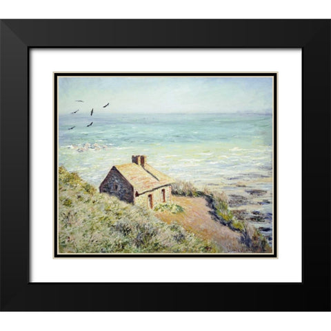 The Customs Hut, Morning Black Modern Wood Framed Art Print with Double Matting by Monet, Claude
