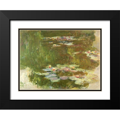 Lily Pond Black Modern Wood Framed Art Print with Double Matting by Monet, Claude