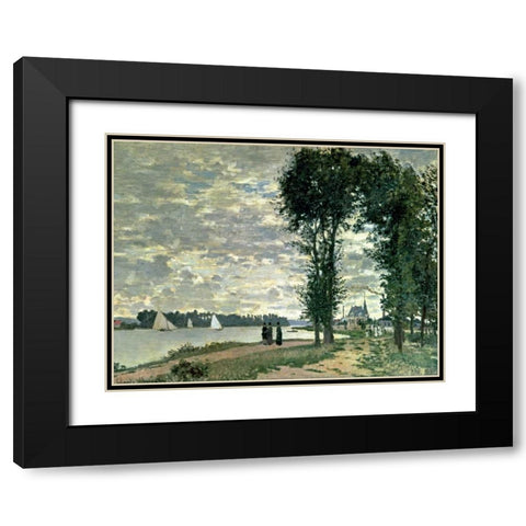 The Banks of The Seine at Argenteuil Black Modern Wood Framed Art Print with Double Matting by Monet, Claude