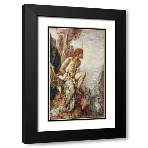 Promethee - The Torture of Prometheus Black Modern Wood Framed Art Print with Double Matting by Moreau, Gustave