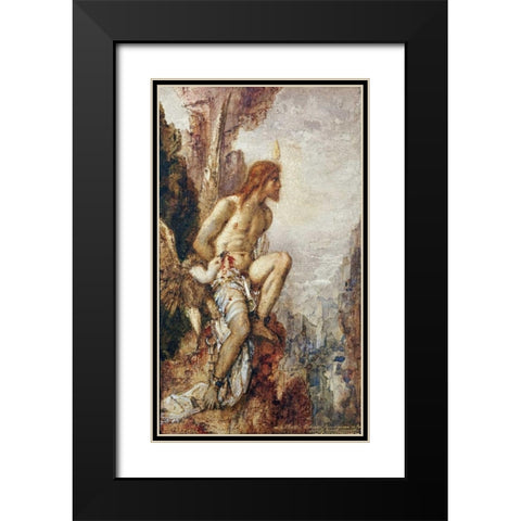 Promethee - The Torture of Prometheus Black Modern Wood Framed Art Print with Double Matting by Moreau, Gustave