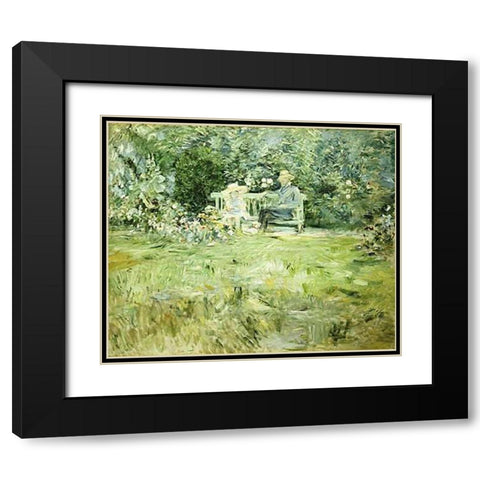 The Gardening Lesson Black Modern Wood Framed Art Print with Double Matting by Morisot, Berthe