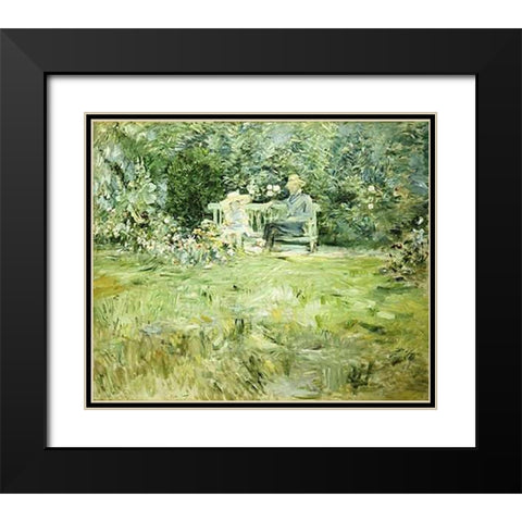The Gardening Lesson Black Modern Wood Framed Art Print with Double Matting by Morisot, Berthe