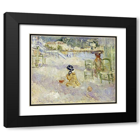 Plage De Nice Black Modern Wood Framed Art Print with Double Matting by Morisot, Berthe
