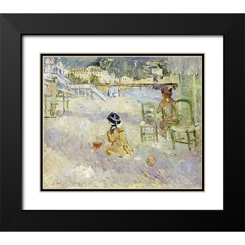 Plage De Nice Black Modern Wood Framed Art Print with Double Matting by Morisot, Berthe
