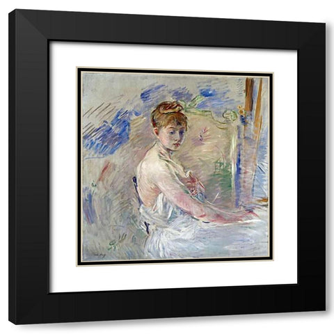 A Young Girl From The East Black Modern Wood Framed Art Print with Double Matting by Morisot, Berthe
