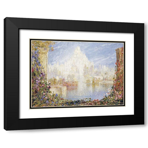 Fairyland Castle Black Modern Wood Framed Art Print with Double Matting by Mostyn, Tom