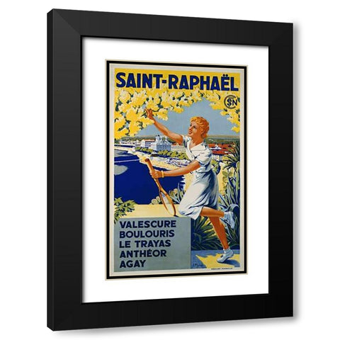 Saint-Raphael, SNCF Black Modern Wood Framed Art Print with Double Matting by Munier, J.