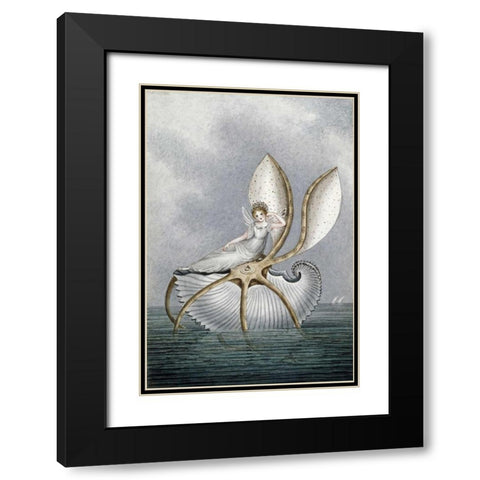 A Fairy Resting On a Shell Black Modern Wood Framed Art Print with Double Matting by Murray, Amelia Jane