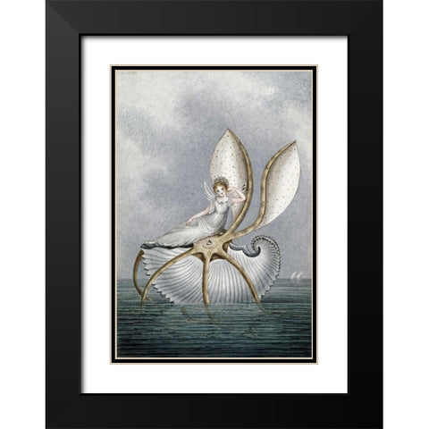 A Fairy Resting On a Shell Black Modern Wood Framed Art Print with Double Matting by Murray, Amelia Jane