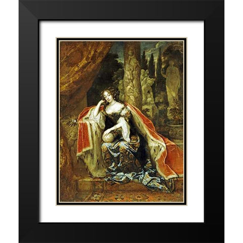 Portrait of Queen Mary Stuart II Black Modern Wood Framed Art Print with Double Matting by Netscher, Caspar