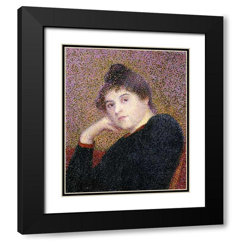 Portrait De Femme Black Modern Wood Framed Art Print with Double Matting by Petitjean, Hippolyte