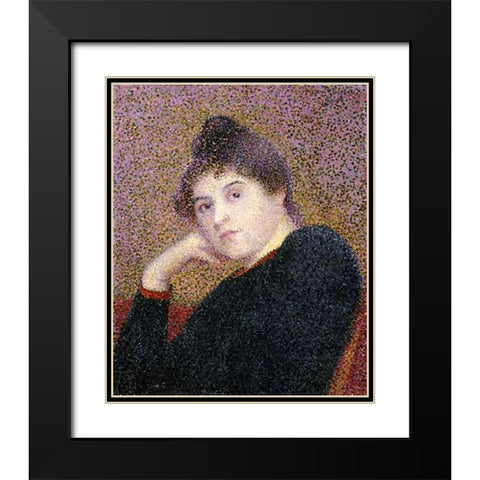 Portrait De Femme Black Modern Wood Framed Art Print with Double Matting by Petitjean, Hippolyte