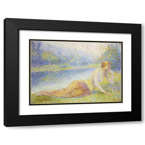 Reclining Nude Black Modern Wood Framed Art Print with Double Matting by Petitjean, Hippolyte