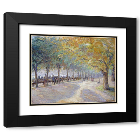 Hyde Park, London Black Modern Wood Framed Art Print with Double Matting by Pissarro, Camille