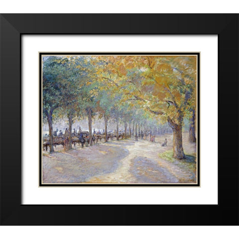 Hyde Park, London Black Modern Wood Framed Art Print with Double Matting by Pissarro, Camille