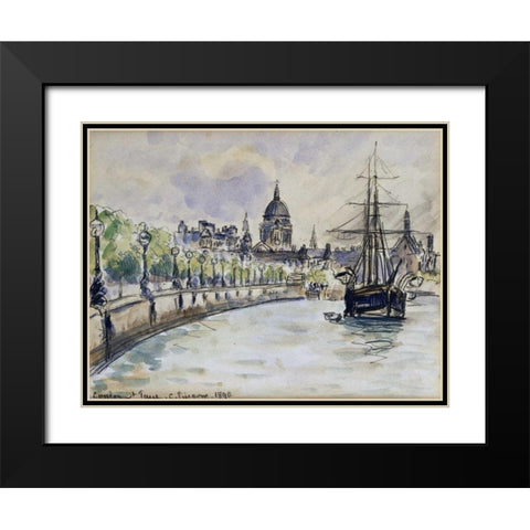 London, St.Pauls Cathedral Black Modern Wood Framed Art Print with Double Matting by Pissarro, Camille