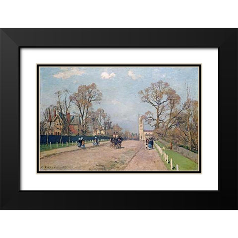 The Road To Sydenham Black Modern Wood Framed Art Print with Double Matting by Pissarro, Camille