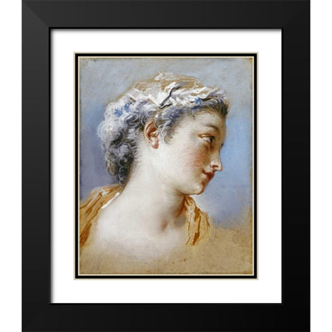 Portrait Study of a Young Girl Black Modern Wood Framed Art Print with Double Matting by Portail, Jacques Andre