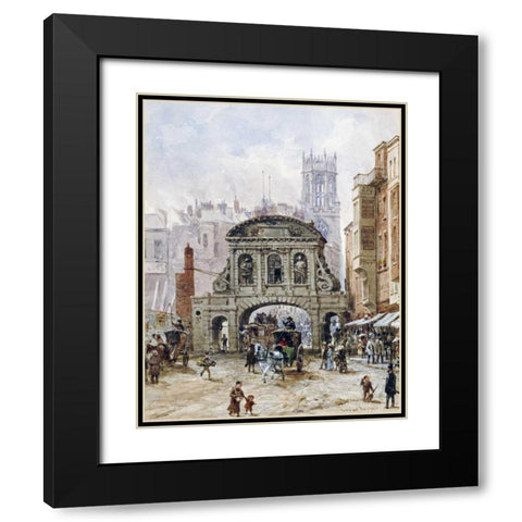 Temple Bar, London Black Modern Wood Framed Art Print with Double Matting by Rayner, Louise