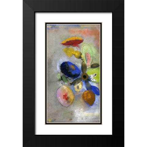 Flowers Black Modern Wood Framed Art Print with Double Matting by Redon, Odilion