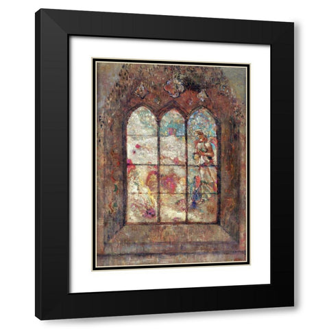 The Stained Glass Window Black Modern Wood Framed Art Print with Double Matting by Redon, Odilion