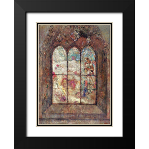 The Stained Glass Window Black Modern Wood Framed Art Print with Double Matting by Redon, Odilion