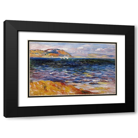 Bordighera Black Modern Wood Framed Art Print with Double Matting by Renoir, Pierre-Auguste