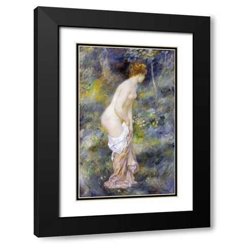 Standing Bather Black Modern Wood Framed Art Print with Double Matting by Renoir, Pierre-Auguste