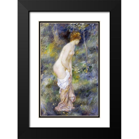 Standing Bather Black Modern Wood Framed Art Print with Double Matting by Renoir, Pierre-Auguste
