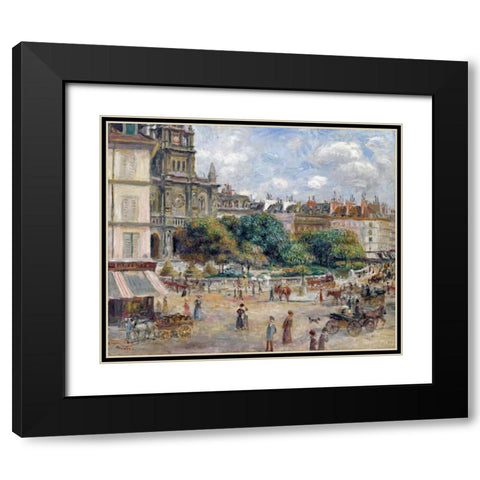 Place De La Trinite Black Modern Wood Framed Art Print with Double Matting by Renoir, Pierre-Auguste