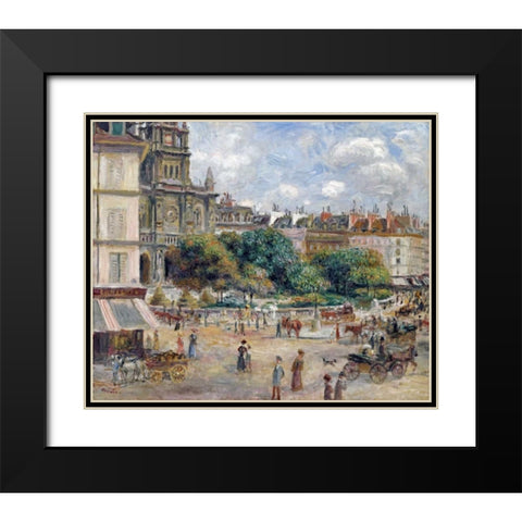 Place De La Trinite Black Modern Wood Framed Art Print with Double Matting by Renoir, Pierre-Auguste