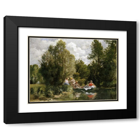 The Pond at Fees Black Modern Wood Framed Art Print with Double Matting by Renoir, Pierre-Auguste