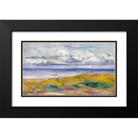 On The Cliffs Black Modern Wood Framed Art Print with Double Matting by Renoir, Pierre-Auguste