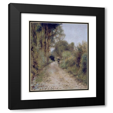 On The Path Black Modern Wood Framed Art Print with Double Matting by Renoir, Pierre-Auguste