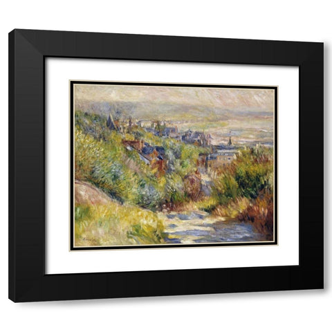The Heights at Trouville Black Modern Wood Framed Art Print with Double Matting by Renoir, Pierre-Auguste