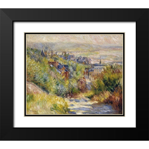 The Heights at Trouville Black Modern Wood Framed Art Print with Double Matting by Renoir, Pierre-Auguste