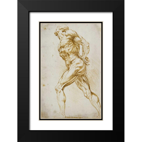 Anatomical Study: Nude Male Black Modern Wood Framed Art Print with Double Matting by Reubens, Peter Paul