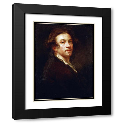 Self-Portrait of The Artist Black Modern Wood Framed Art Print with Double Matting by Reynolds, Sir Joshua