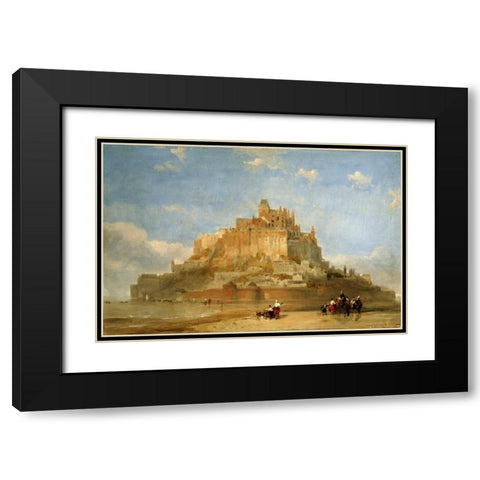Mont St Michel From The Sands Black Modern Wood Framed Art Print with Double Matting by Roberts, David