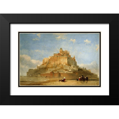 Mont St Michel From The Sands Black Modern Wood Framed Art Print with Double Matting by Roberts, David